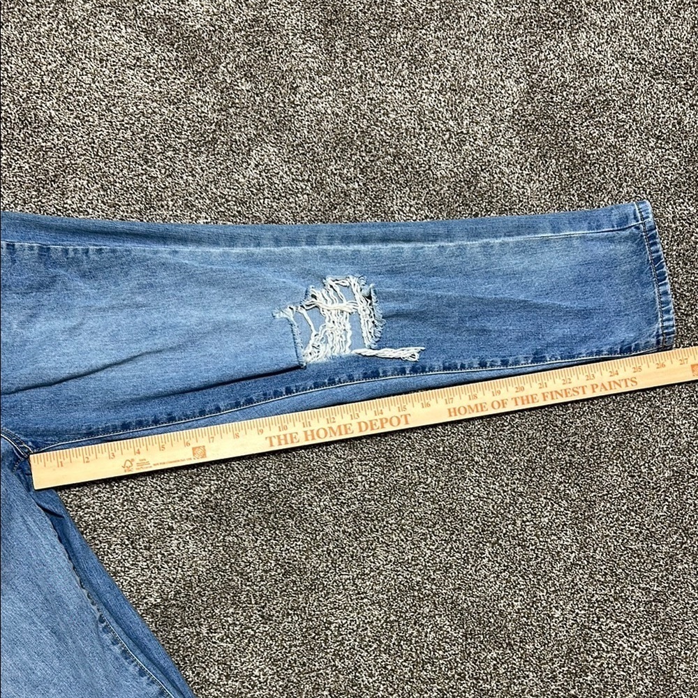 Rewash Blue Ankle Cropped Jeans with Distressed Details SMALL drawstring waist - Picture 3 of 14